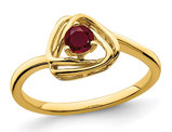 1/3 Carat (ctw) Lab Created Solitaire Ruby Ring in 14K Yellow Golld